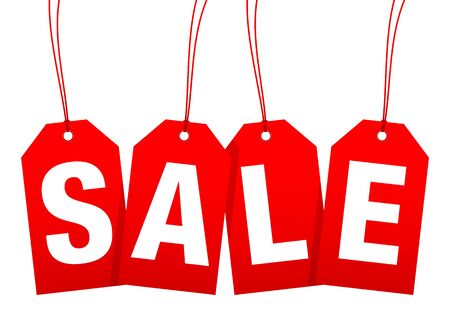 Set Of Four Hanging Red Angled Hangtags Saleのイラスト素材