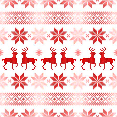 Seamless Christmas Pattern Norwegian Style Dots Red And Whiteのイラスト素材