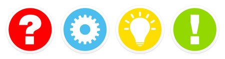 Set Of Four Buttons Question Work Idea And Answer Colorのイラスト素材