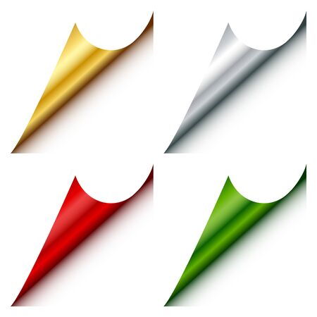 Set Of Four Web Corners Angled Gold Silver Red Green Blow Rightのイラスト素材