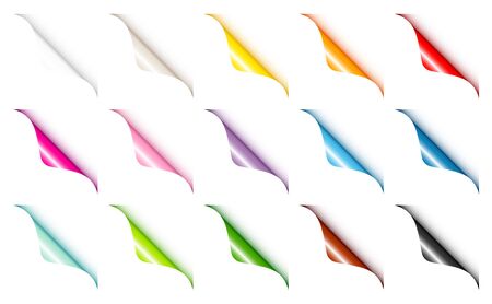 Set Of Fifteen Colorful Rounded Web Corners Above Rightのイラスト素材