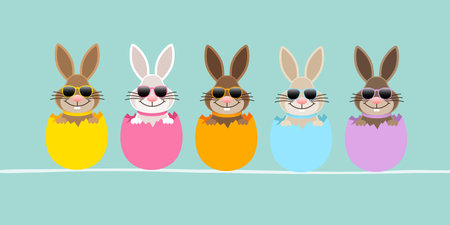 Slim Banner Five Easter Bunny Egg Shell Sunglasses Turquoise