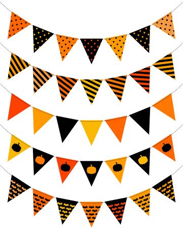 Five Pennant Chains Halloween Seamless Orange and Blackのイラスト素材