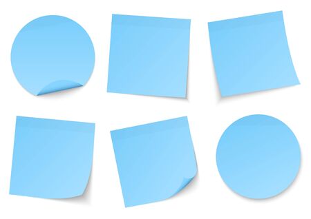 Set Of Six Light Blue Sticky Notesのイラスト素材