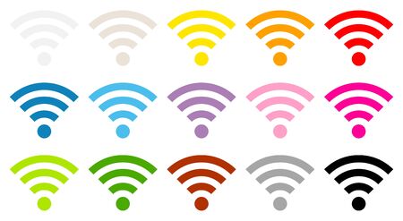 Set Of Isolated Graphic WiFi Icons Fifteen Colorsのイラスト素材