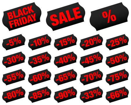Set Different Price Tags Black Friday Minus Black And Redのイラスト素材