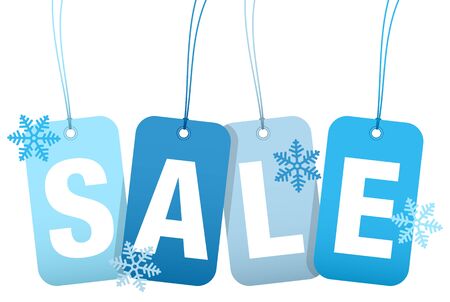 Set Of Four Hangtags Sale Winter Snowflakesのイラスト素材