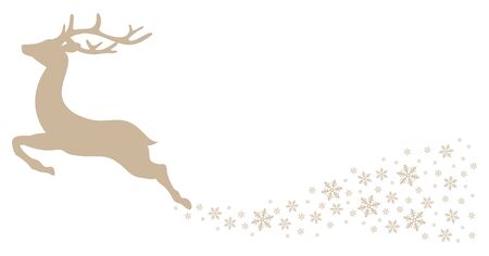 Beige Flying Reindeer Looking Forward Snowflakes Tailのイラスト素材