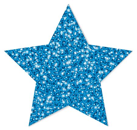 Single Blue Glitter Star Sparkling With Shadowのイラスト素材