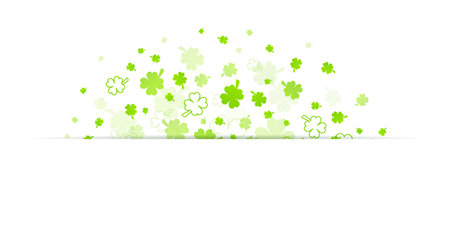 Light Green Big And Little Clover Leaves Half Circle With Bannerのイラスト素材