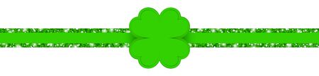 Horizontal Glitter Ribbon Dark Green Clover Leaf Shineのイラスト素材