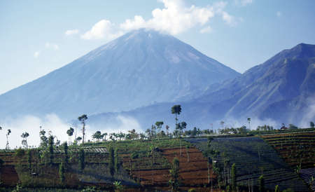 Mount Sindoro - Views of the mountains and plateau with close proximity, mountain in Indonesiaの写真素材