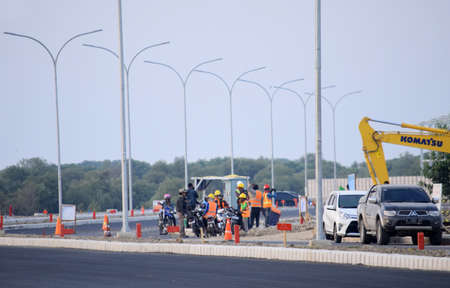 Kendal, Indonesia - 19 July 2019: Highway construction project, Contractors are working to build a highwayのeditorial素材
