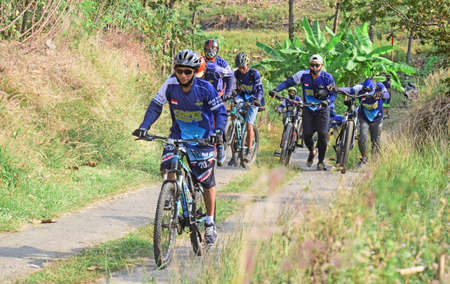 Kaliwungu, Indonesia - 2 August 2020: Cycling sport, People cycling togetherのeditorial素材
