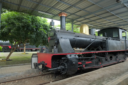 Museum Kereta Api Ambarawa, Indonesia - 29 November 2020: Old locomotive in ambarawa railway museum. Train at the stationのeditorial素材