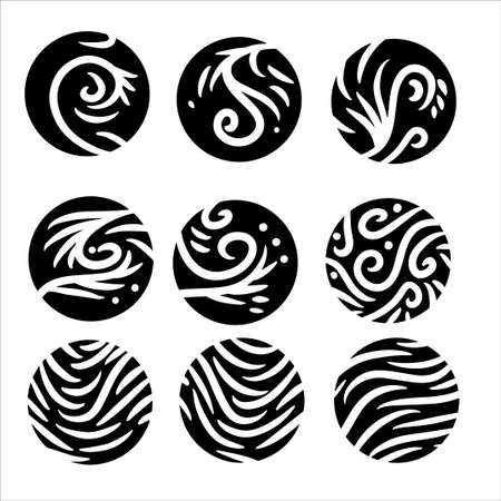 buttons presented in an abstract form with a wavy and winding pattern of curlsのイラスト素材
