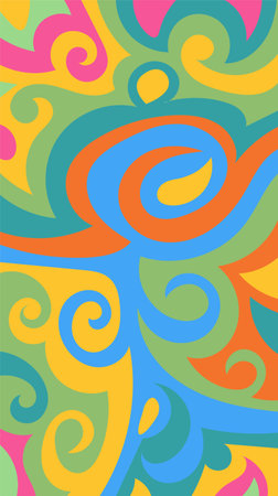 Abstract background in beautiful colors and traditional batik pattern with waving and swirling...