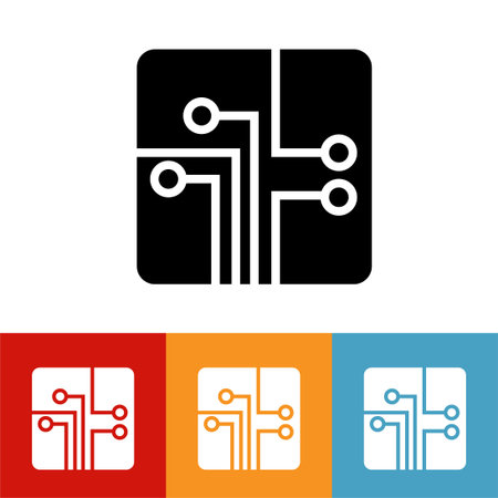 Electronic circuit logo icon vector illustration logo Isolated template. electronic circuit schematic symbols icon vector illustration logo Isolated template for any purpose.のイラスト素材