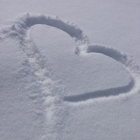 Heart in Snowの写真素材