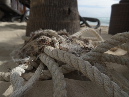 ropes in sandの写真素材