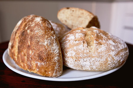 Fresh bread is lying on the plate