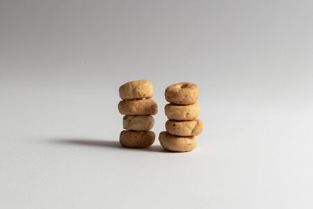 Close-up Proper nutrition of a small wholesome snack. Zero waste. On gray background.の写真素材