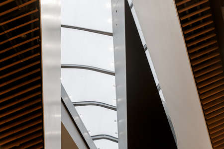 Large white glass ceiling. Interior of an office building or a shopping center modernのeditorial素材