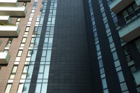 Black beautiful fashionable modern tile on a high-rise building.
