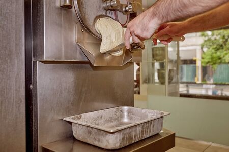 The production of fresh ice cream factory with ice cream.の写真素材