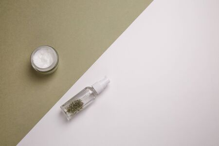 Natural cosmetics. Open the cream in a jar and close the jar with a sprayer.の写真素材