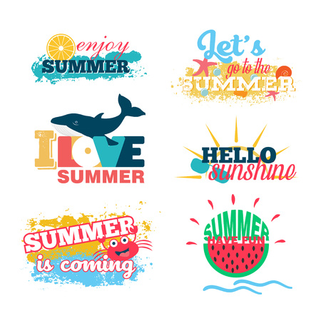 Vector set of summer labelsのイラスト素材