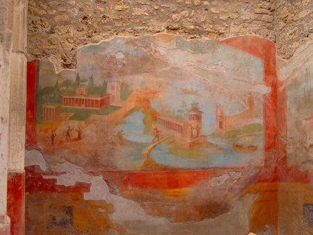 Ancient fresco in Pompeiの写真素材