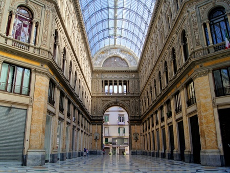 Interior of the public shopping gallery, Galleria Umberto I, in Naples, Italyのeditorial素材