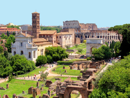 Panoramic view of the Roman Forum 