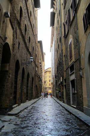 Classic old street in the center of Florence, Italyの写真素材