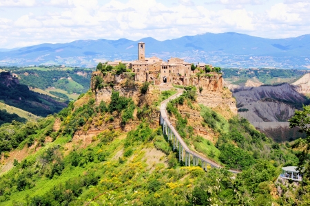 Beautiful view of the Italian hill town of Civita di Baneregioの写真素材