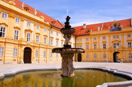 Courtyard of the historic Melk Abbey, Austriaの写真素材