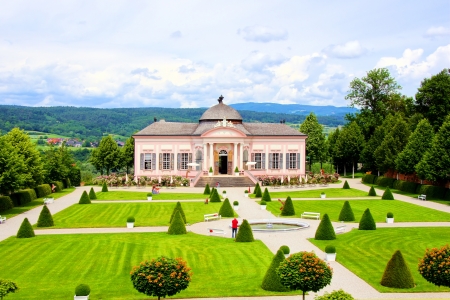 View over the garden at Melk Abbey, Austriaの写真素材
