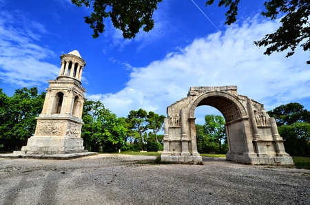 Ancient Roman ruins at Glanum, Saint Remy, Provence, Franceの写真素材
