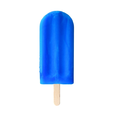 Single blue ice cream pop isolated on a white backgroundの写真素材