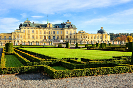 View of the royal Drottningholm Palace from its gardens, Stockholm, Swedenのeditorial素材