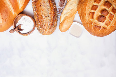 Variety of freshly baked breads.の写真素材