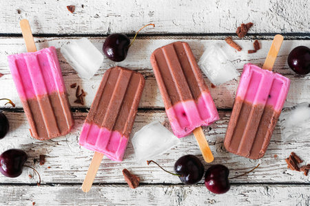 Chocolate and cherry popsicles.