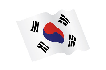 South Korea waving flag vector eps10. Flag of South korea. waving flag of South Korea.のイラスト素材