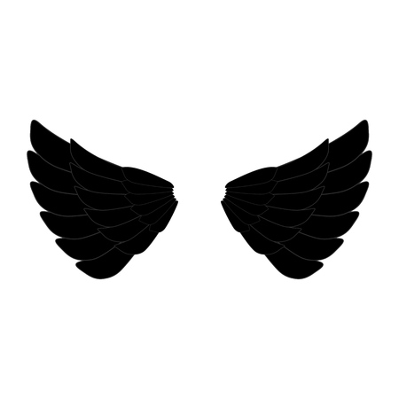 Black angel or eagle wing. Black angel eagle wings icon vectorのイラスト素材