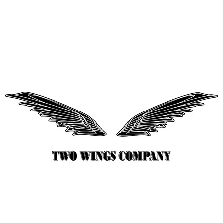 Two  black wings logo company. Two wings with white stripes vector eps10 signのイラスト素材