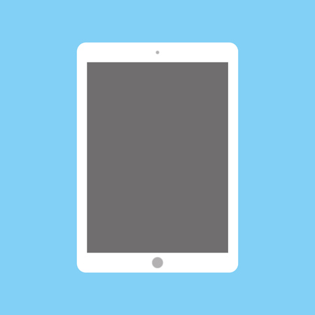 White tablet flat style on blue background. Tablet icon with grey screen vectorのイラスト素材