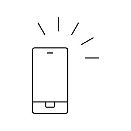 Mobile phone outline icon. Smartphone sign. Mobile phone contact call icon vector.のイラスト素材