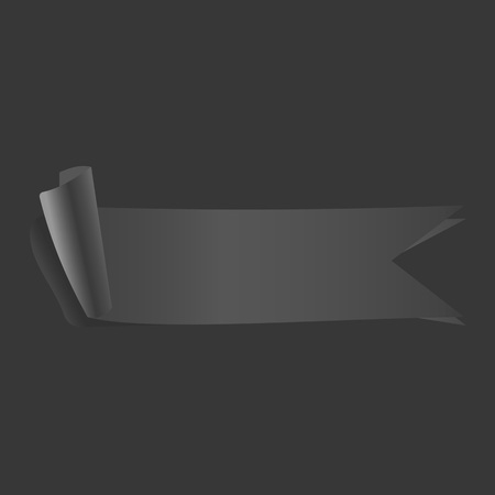 Grey ribbon vector . Black Ribbon with reflectionのイラスト素材