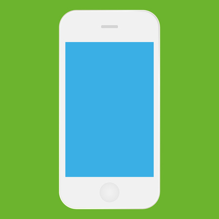 White mobile phone  with blue screen icon vector . Smartphone  white color iconのイラスト素材